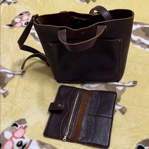 Portland Leather Dark Brown Crossbody Bag and Wallet